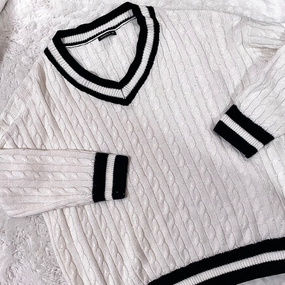 Cable Knit Varsity Sweater